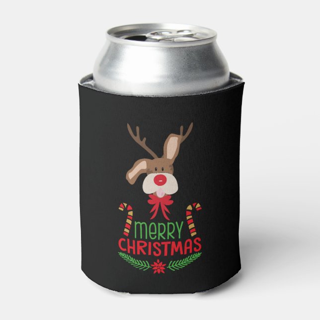 Enfriador De Latas Feliz Camisa de Navidad, Rudolph-Navidades (Lata Anverso)