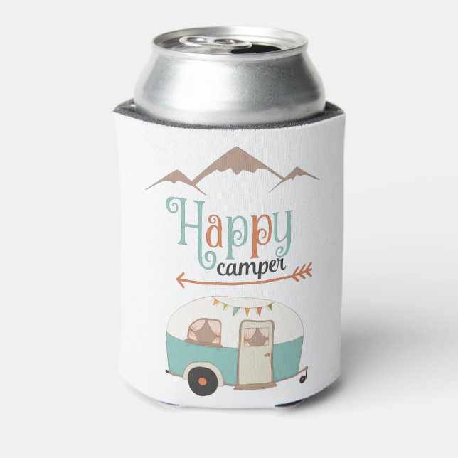 Enfriador De Latas Feliz Camper Cute Retro RV (Reverso de la lata)