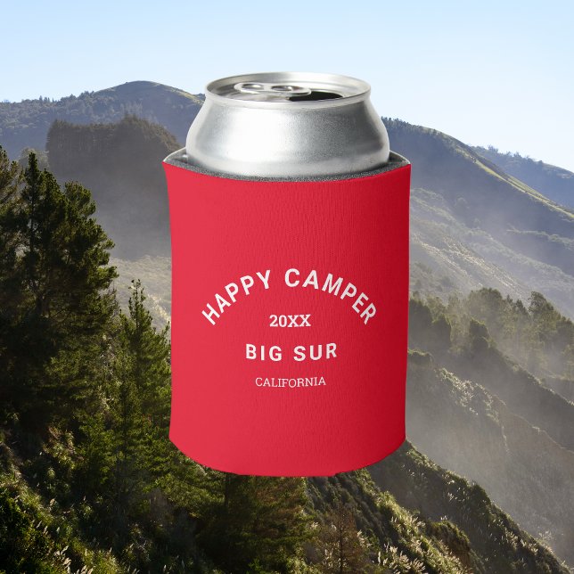 Enfriador De Latas Feliz Camper Escudo Camping Crew Retro Red (Subido por el creador)