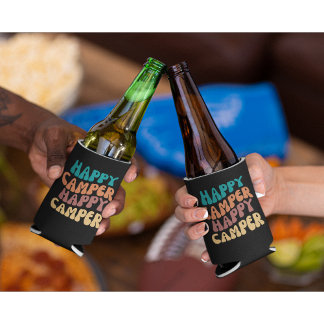 Enfriador De Latas Feliz Camper Wavy Retro Colorido Texto