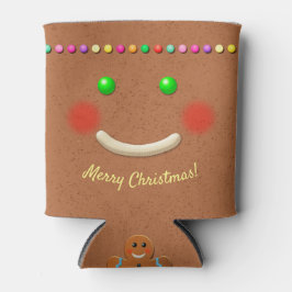 Enfriador De Latas Feliz Cara de Hombre de Gingerbread