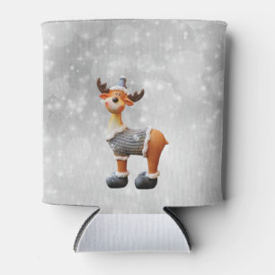 Enfriador De Latas Feliz Christmoose que lleva un sombrero  