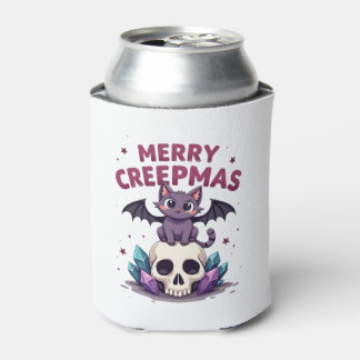 Enfriador De Latas Feliz Creepmas Gato Pastel Goth Navidad Calavera T