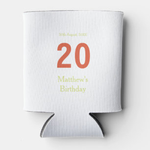 Enfriador De Latas feliz cumpleaños 20 verde naranja negrita retro bo