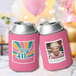 Enfriador De Latas Feliz cumpleaños 40 Cheer a 40 años rosa