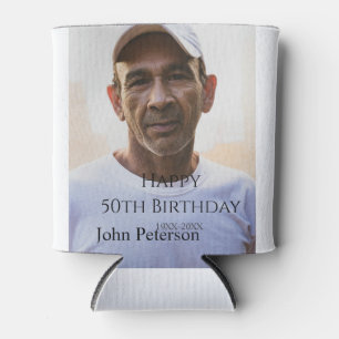 Enfriador De Latas Feliz cumpleaños 50 nombre foto año hombre simple 