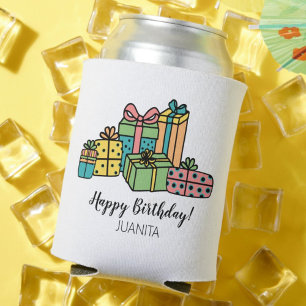 Enfriador De Latas Feliz cumpleaños colorido y personalizado