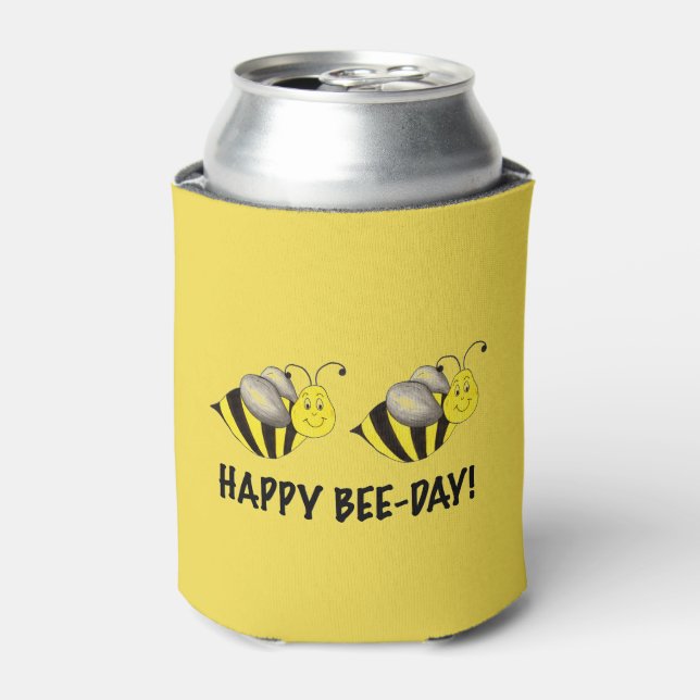 Enfriador De Latas Feliz cumpleaños de abeja Bumblebee Bumble Bumble  (Lata Anverso)