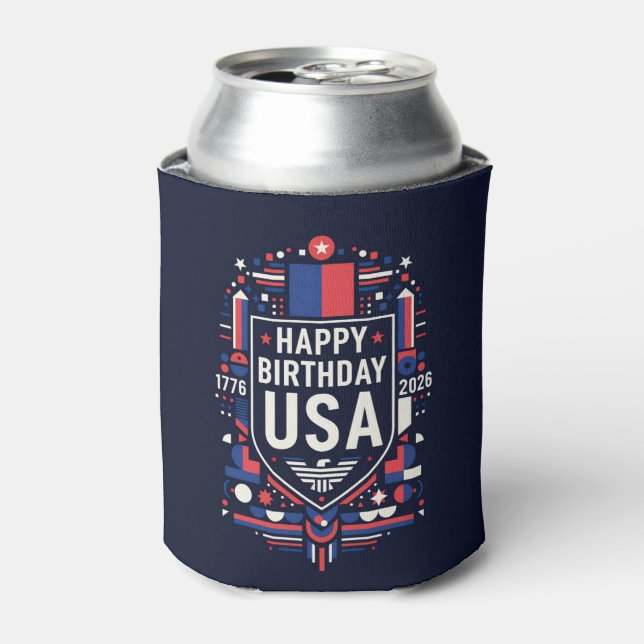 Enfriador De Latas Feliz cumpleaños EE. UU. 250 (Lata Anverso)