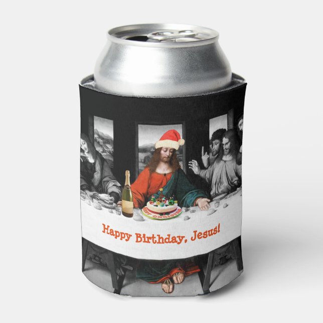 Enfriador De Latas ¡Feliz cumpleaños, Jesús! Navidades divertidos (Lata Anverso)