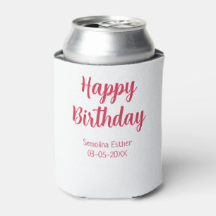 Enfriador De Latas feliz cumpleaños nombre rojo retro simple moderno 