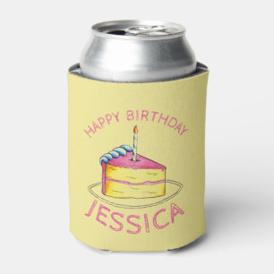 Enfriador De Latas Feliz cumpleaños, un favor de pastel de cumpleaños