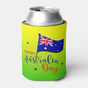 Enfriador De Latas Feliz Día de Australia Bandera Verde Oro Stubby Ho