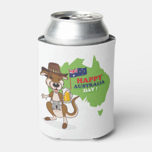 Enfriador De Latas Feliz Día de Australia Kangaroo Koala