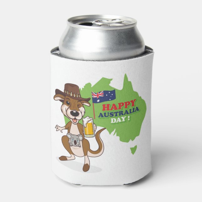 Enfriador De Latas Feliz Día de Australia Kangaroo Koala (Lata Anverso)