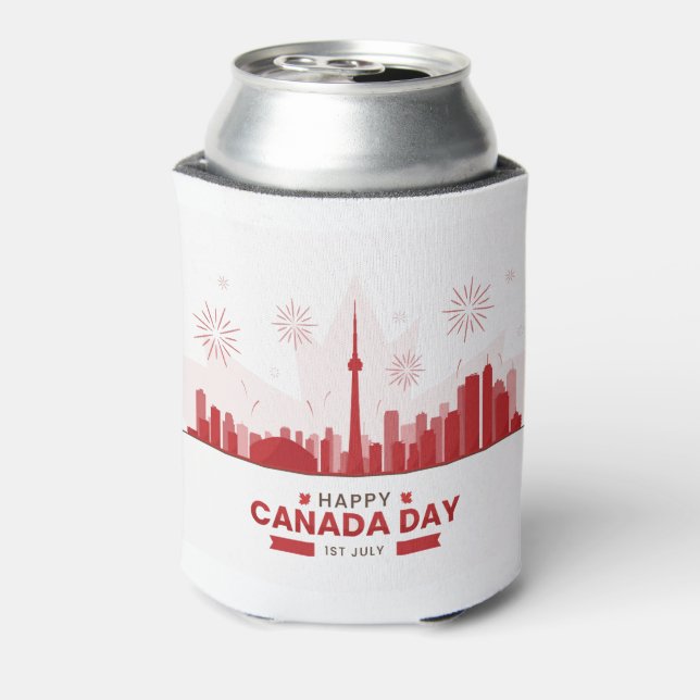 Enfriador De Latas Feliz Día de Canadá Refrigerador de bebidas (Reverso de la lata)