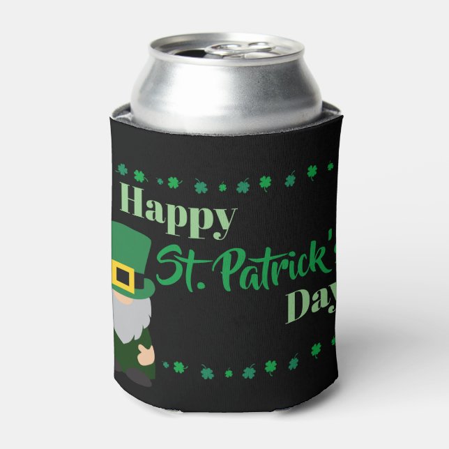 Enfriador De Latas Feliz Día de San Patricio Leprechaun Gnome (Lata Anverso)