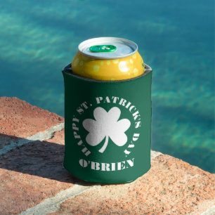 Enfriador De Latas Feliz día de San Patricio tréboles verdes familia