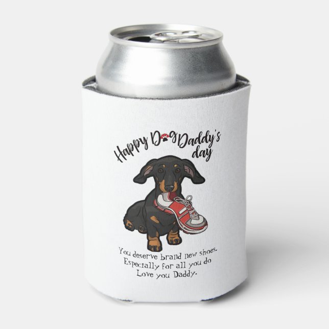 Enfriador De Latas Feliz Día del Padre desde tu perro de Dachshund (Lata Anverso)