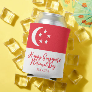 Enfriador De Latas Feliz Día Nacional de Singapur, bandera de Singapu