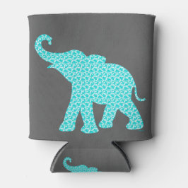 Enfriador De Latas Feliz Elefante Art Turquesa Patrón moderno