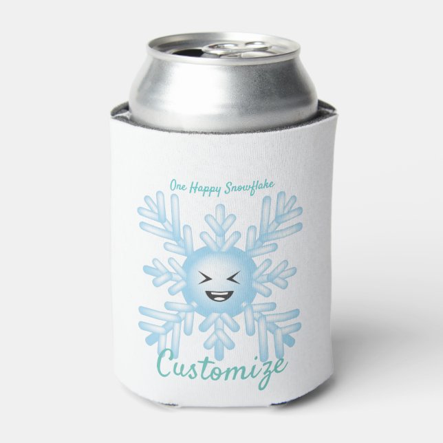 Enfriador De Latas Feliz Emoticon de Snowflake Thunder_Cove (Lata Anverso)