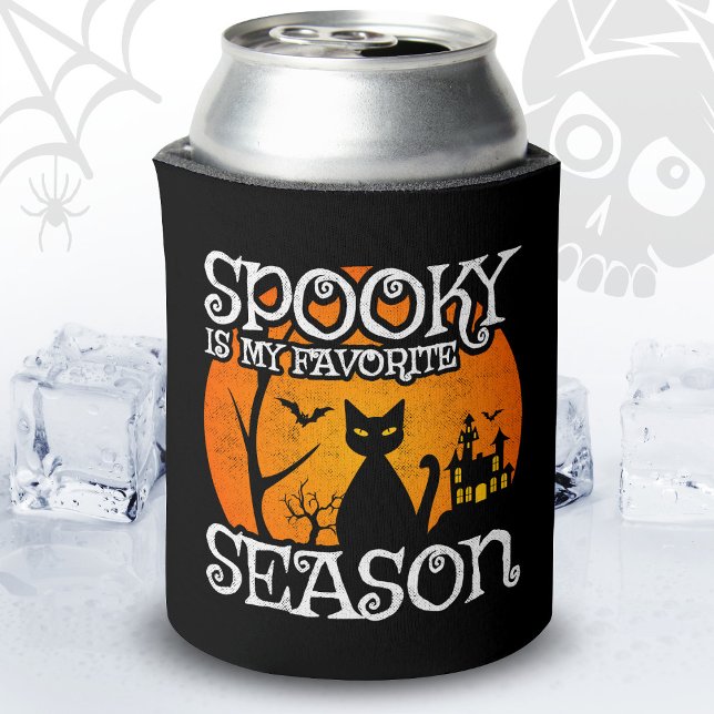 Enfriador De Latas Feliz Halloween Black Cat Spooky Season Funny Hall (Subido por el creador)