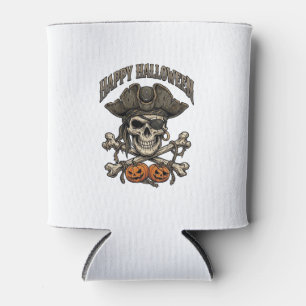 Enfriador De Latas Feliz Halloween Pirata Calavera Huesos Cruzados Ca