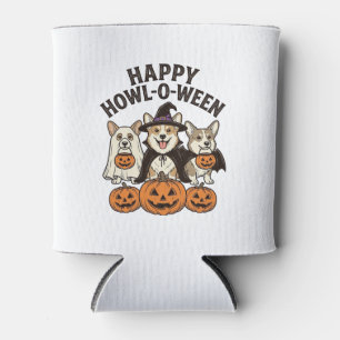 Enfriador De Latas Feliz Howl-O-Ween Corgi Halloween Perro Vector Des