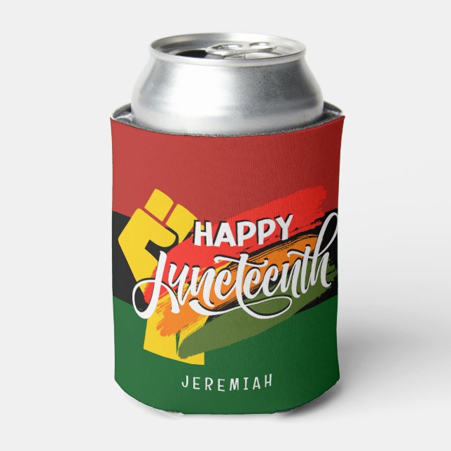 Enfriador De Latas FELIZ JUNETEENTH Panafricano (Lata Anverso)