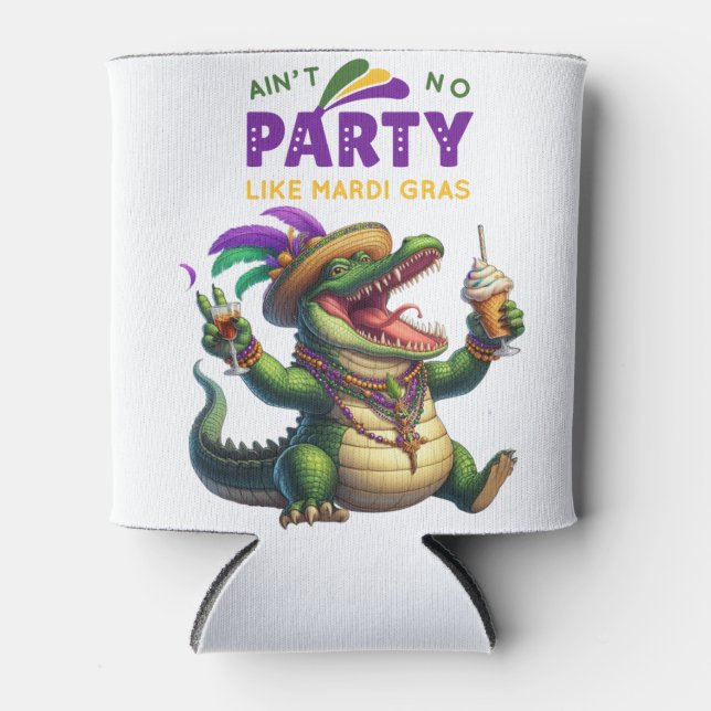 Enfriador De Latas Feliz Mardi Gras (Anverso)