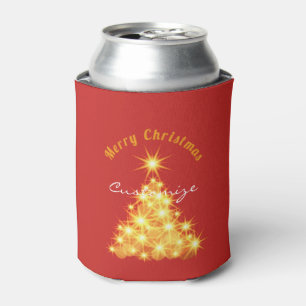 Enfriador De Latas Feliz Navidad Árbol Dorado Thunder_Cove