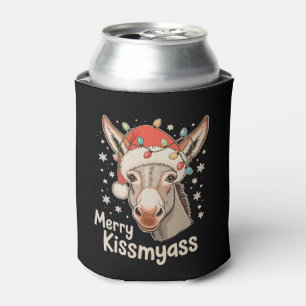 Enfriador De Latas Feliz Navidad Burro Gorro de Santa Luces de Navida