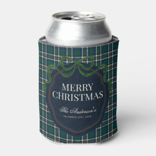 Enfriador De Latas Feliz Navidad Clásico Preppy Tartán Cuadros