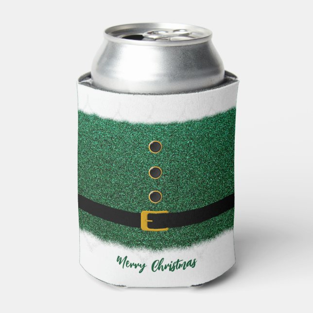 Enfriador De Latas Feliz Navidad-El deslumbrante traje verde de Papá  (Lata Anverso)