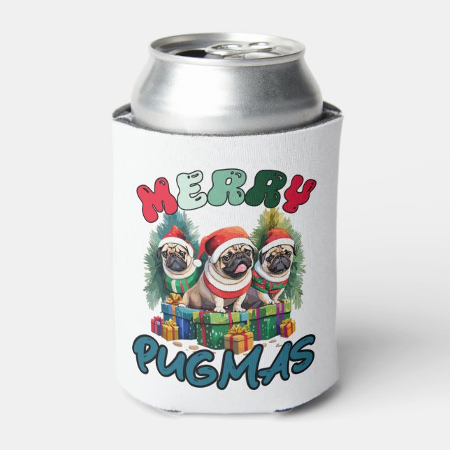 Enfriador De Latas Feliz Navidad en Pugmas (Lata Anverso)