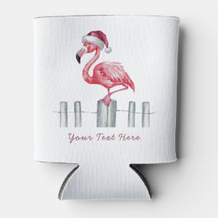 Enfriador De Latas Feliz Navidad Flamingo rosa personalizado
