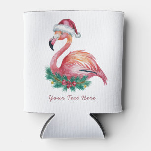 Enfriador De Latas Feliz Navidad Flamingo rosa personalizado