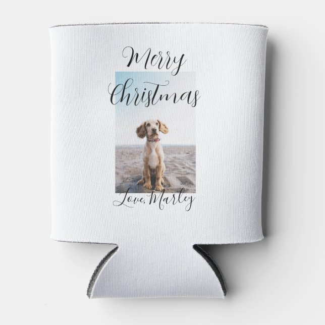 Enfriador De Latas Feliz Navidad mascota perro gato foto regalos de v (Anverso)