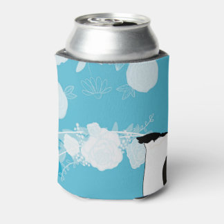 Enfriador De Latas feliz navidad, navidad,pingüino,flores,azul,