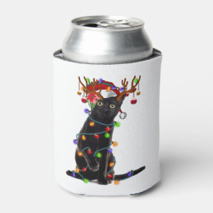 Enfriador De Latas Feliz Navidad, Navidades de la luz negra del gato 