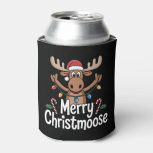Enfriador De Latas Feliz Navidad Reno Sombrero Santa Luces Navideñas