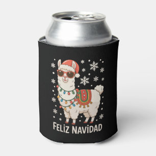 Enfriador De Latas Feliz Navidad Santa Llama Luces de Navidad Xmas