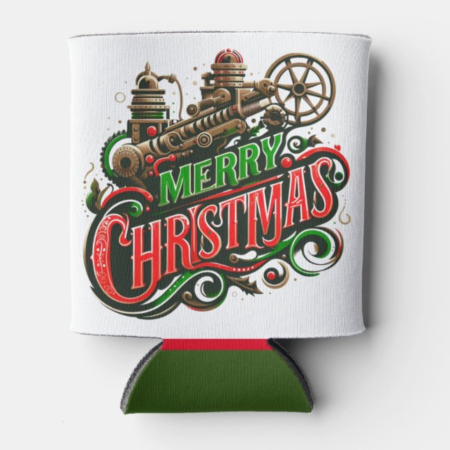 Enfriador De Latas Feliz Navidad steampunk (Anverso)