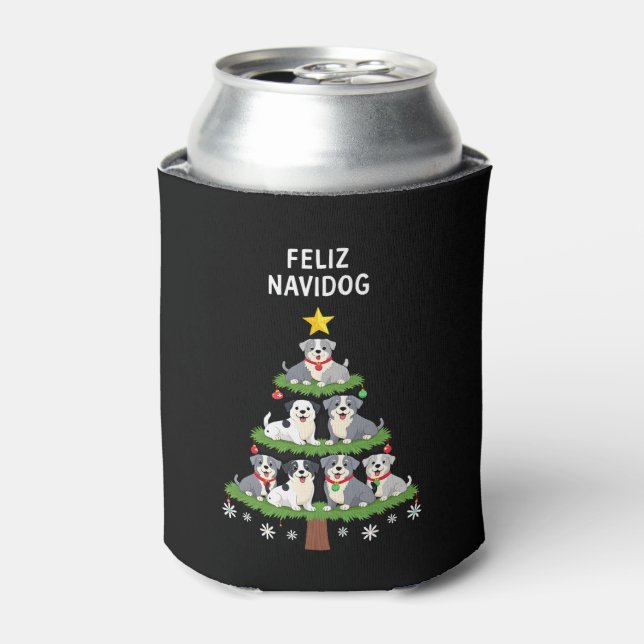 Enfriador De Latas Feliz Navidog Christmas Dog T-Shirt, Funny Cute Xm (Lata Anverso)