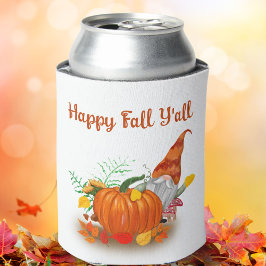 Enfriador De Latas Feliz Otoño a Todos Gnomo de Otoño con Calabaza 