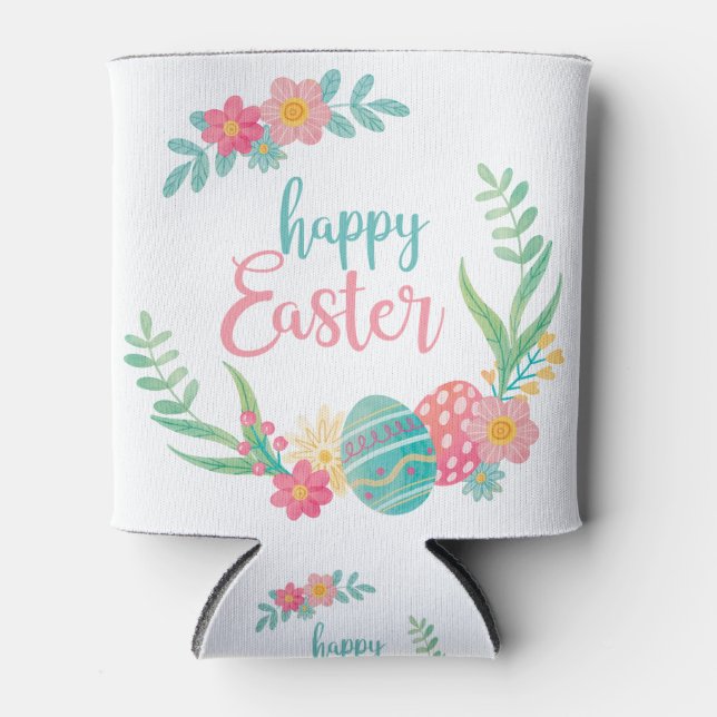 Enfriador De Latas Feliz Pascua envuelta en huevos (Anverso)