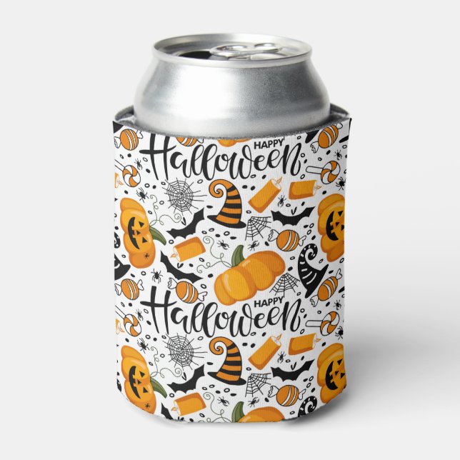 Enfriador De Latas Feliz tema de Halloween (Lata Anverso)