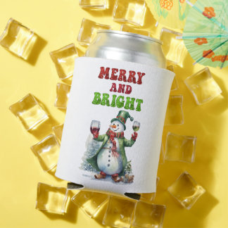 Enfriador De Latas Feliz y brillante Snowman