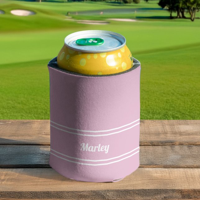 Enfriador De Latas Feminine Pink Modern Minimal Personalized Name (Feminine Pink Modern Minimal Personalized Name Can Cooler)
